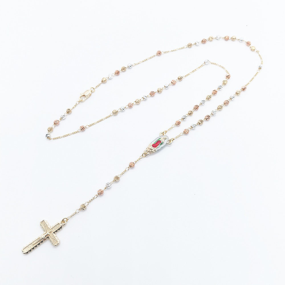 18k Layered Real Gold Filled Religious necklace rosary tri colors #13