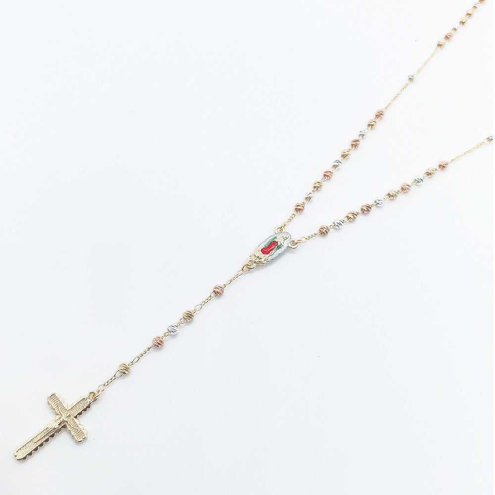 18k Layered Real Gold Filled Religious necklace rosary tri colors #13
