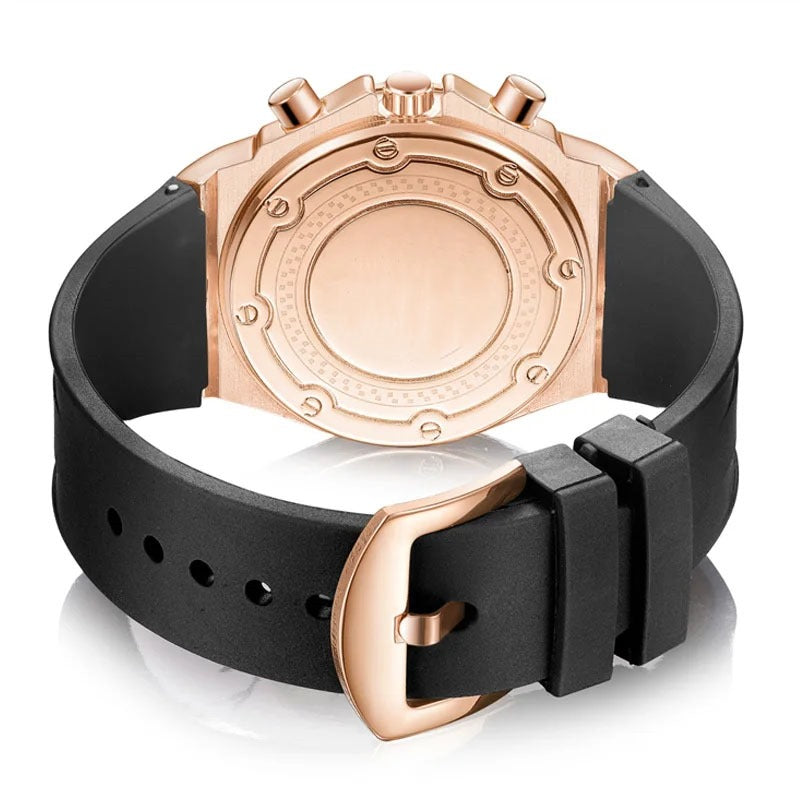 Luxury Presidential rose gold color watch black face rubber band #12