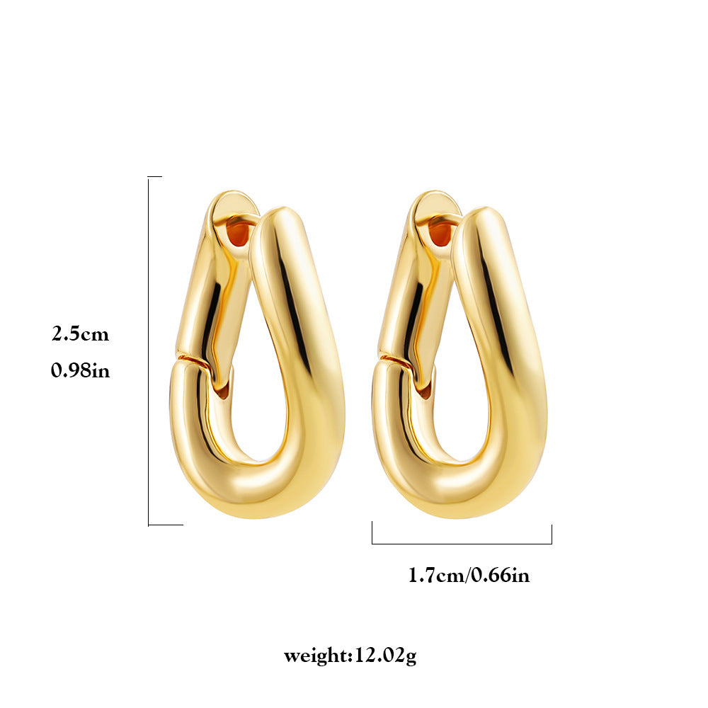 18k Layered Real Gold Filled oval shape hoop earrings #91