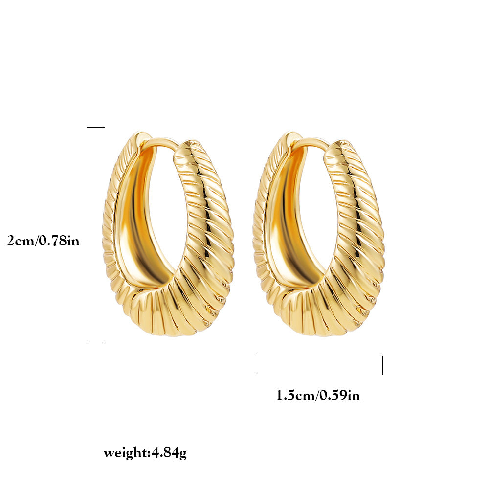 18k Layered Real Gold Plated oval hoop earrings #90
