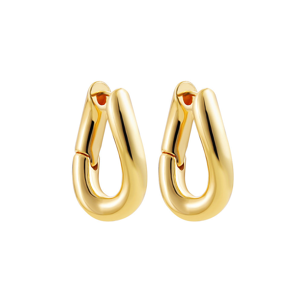 18k Layered Real Gold Filled oval shape hoop earrings #91