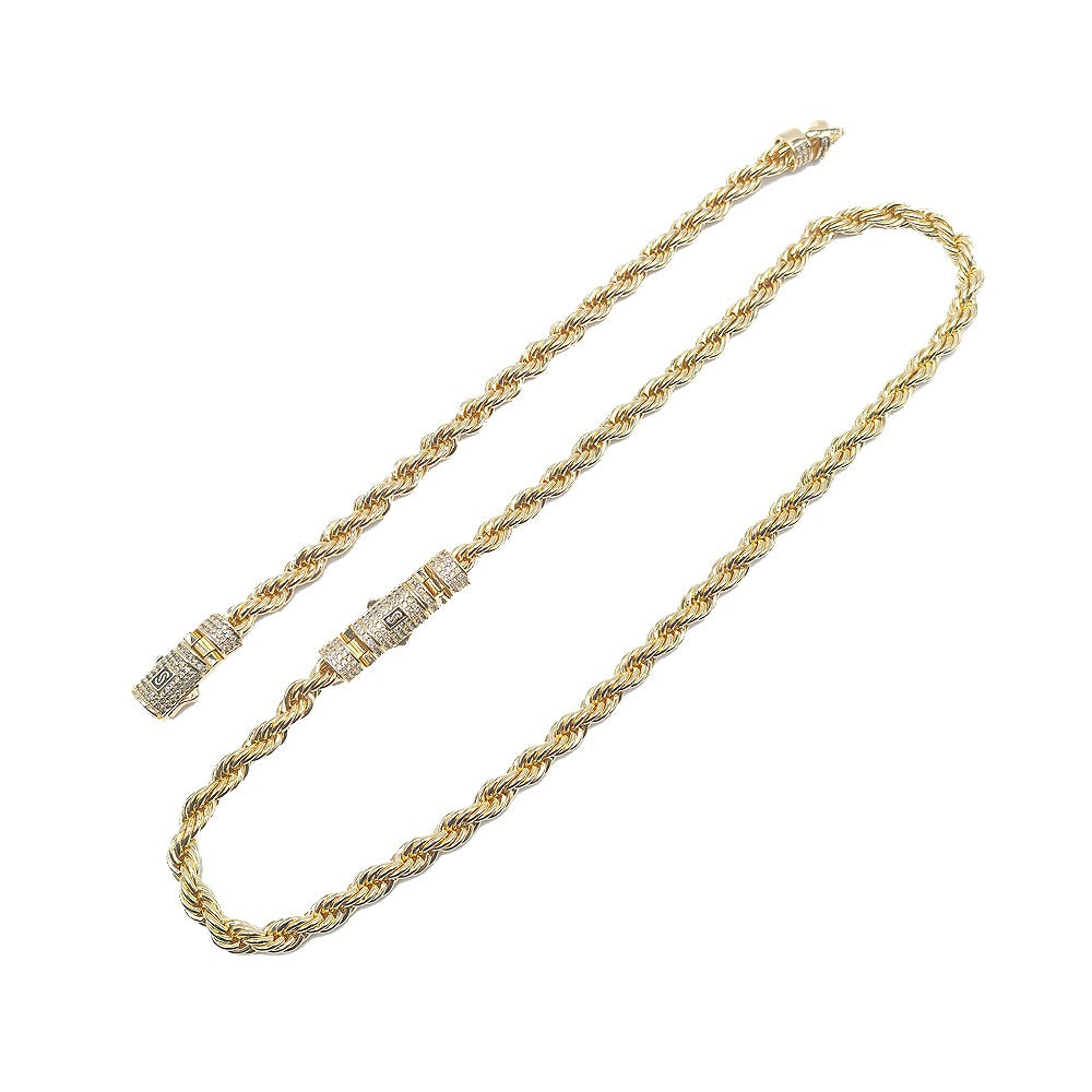 Hip hop rope links set necklace bracelet icedout lock gold Plated #186