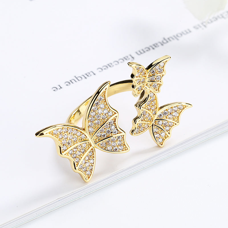 18k Layered Real Gold Filled Icedout butterfly's ring adjustment #1