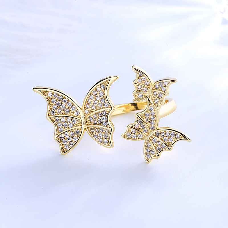 18k Layered Real Gold Filled Icedout butterfly's ring adjustment #1