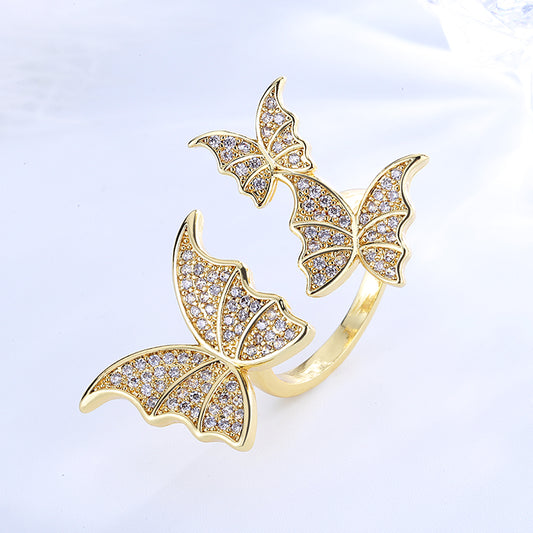 18k Layered Real Gold Filled Icedout butterfly's ring adjustment #1