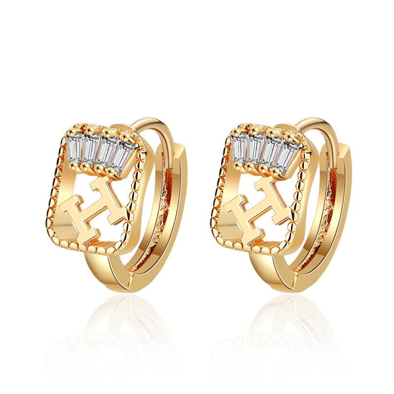 18k Layered Real Gold Plated round huggies earrings #1