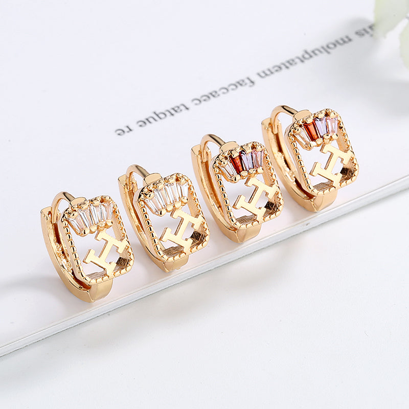18k Layered Real Gold Plated round huggies earrings #1