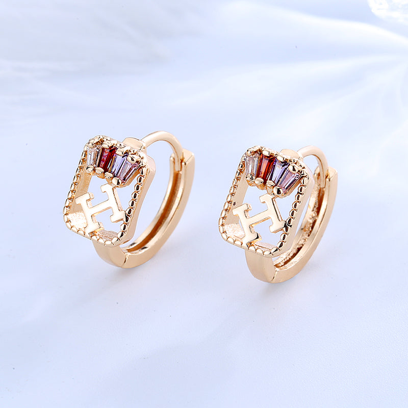 18k Layered Real Gold Plated round huggies earrings #1