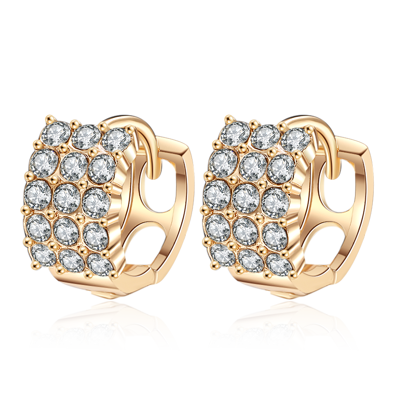 18k Layered Real Gold Filled Icedout huggies earrings #6