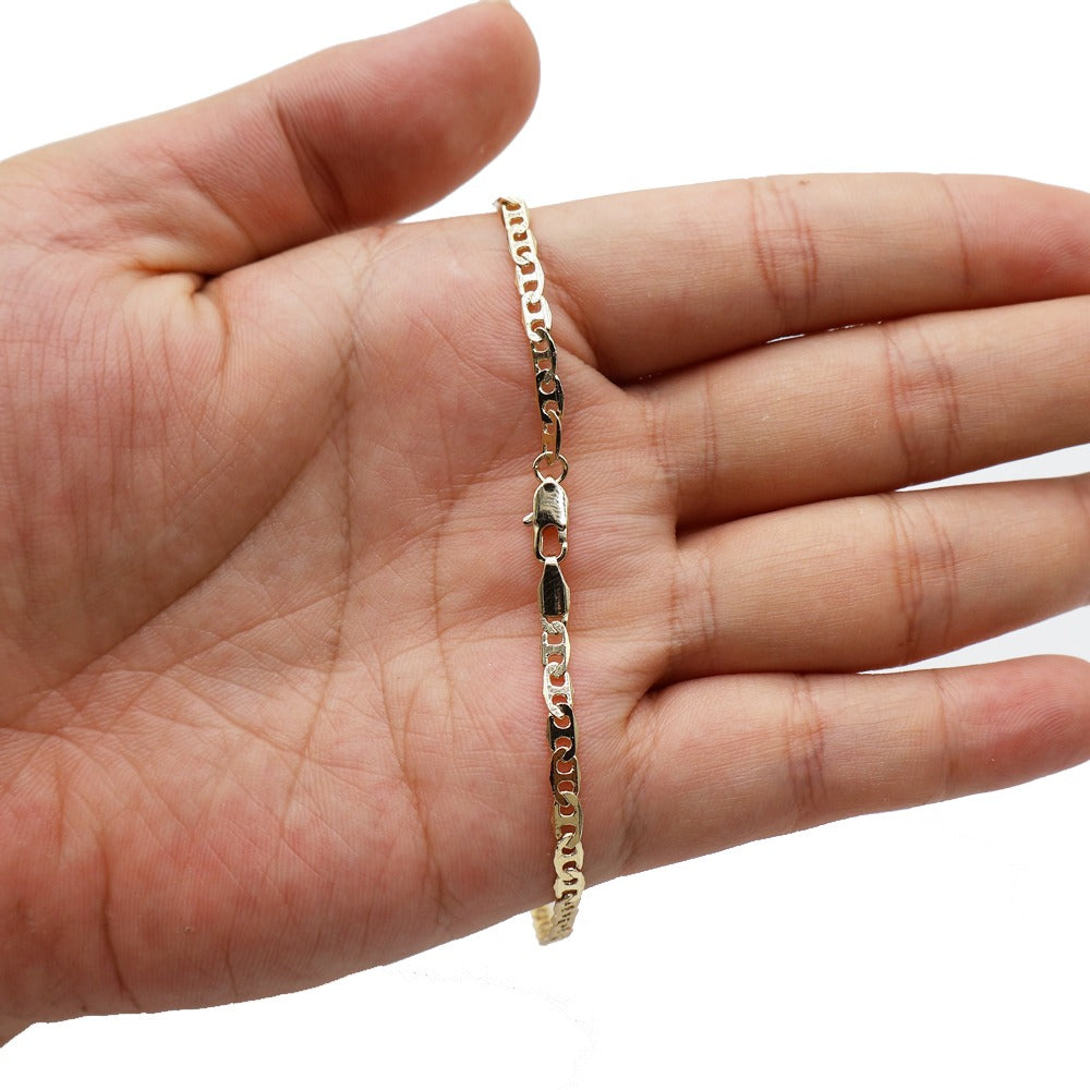 18k Layered Real gold Plated mariner links anklet bracelet 10 inches #34