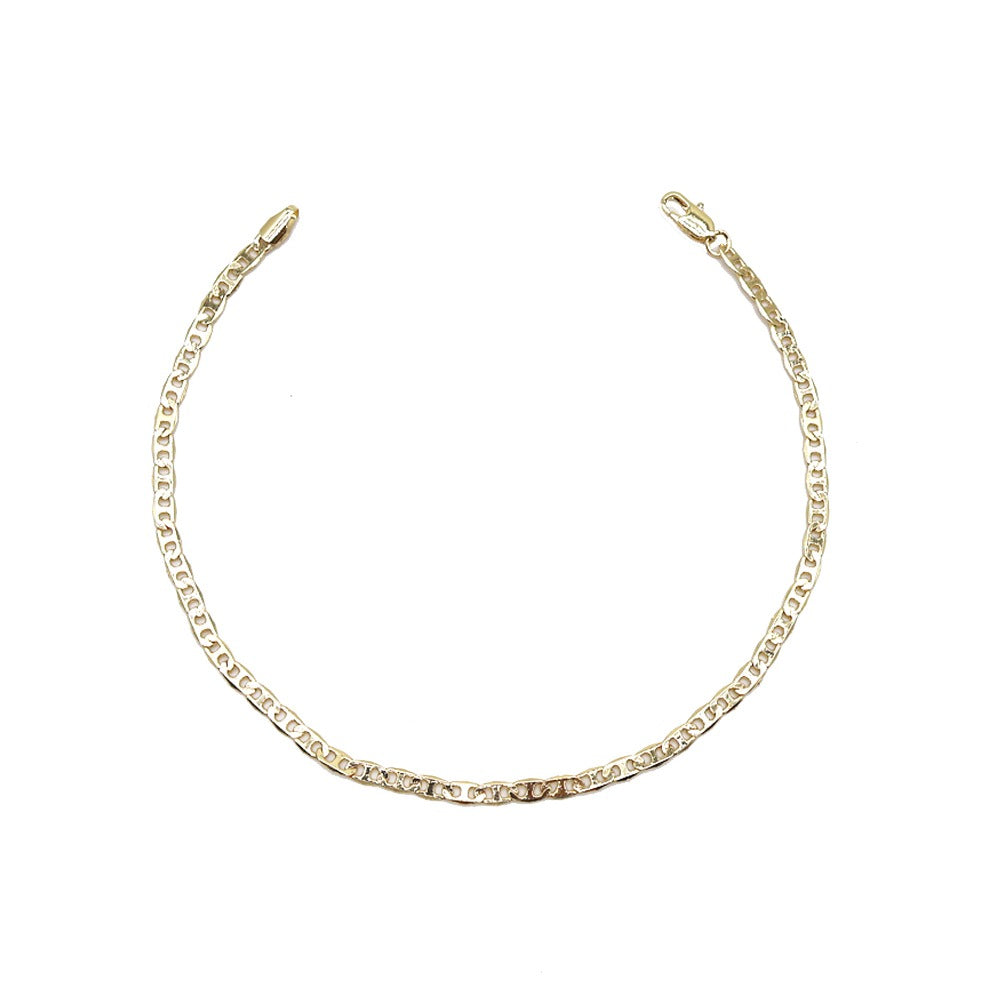 18k Layered Real gold Plated mariner links anklet bracelet 10 inches #34