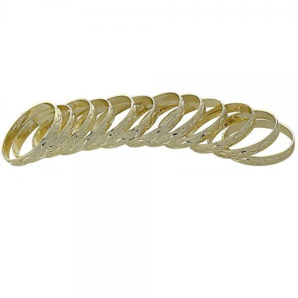 18k Gold Layered Real Gold-Filled Bangles Dozen 12pcs 6mm