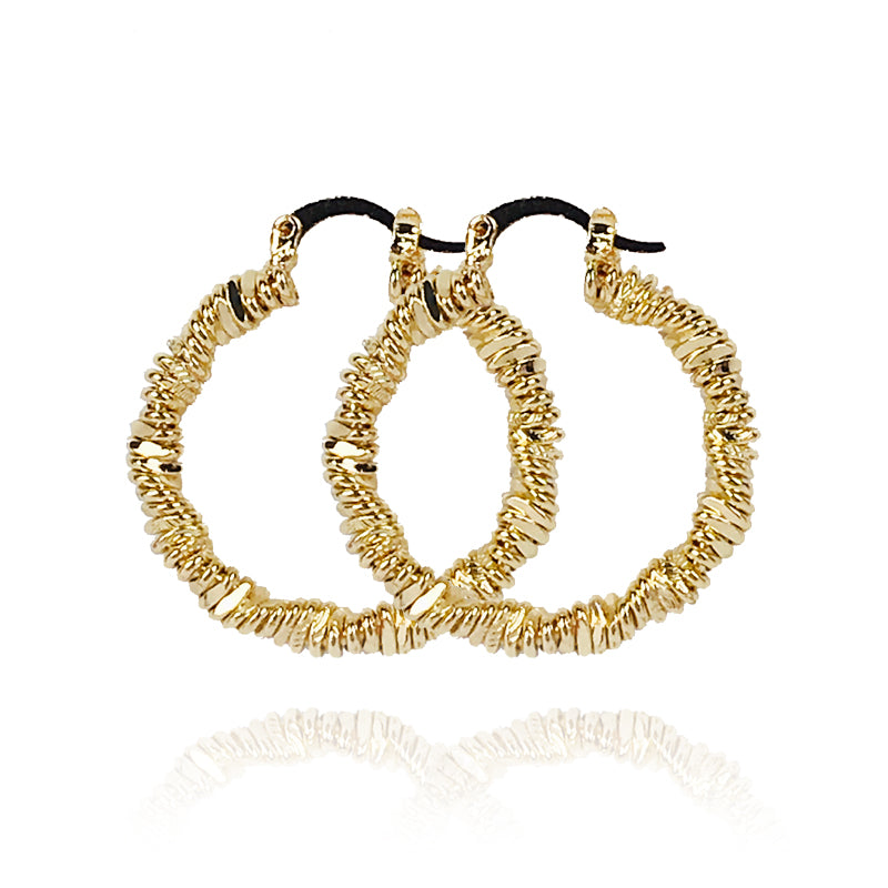 18k Layered real gold Plated Round hoop earrings #16