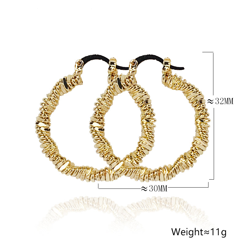 18k Layered real gold Plated Round hoop earrings #16