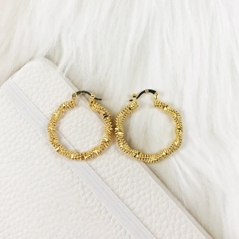 18k Layered real gold Plated Round hoop earrings #16