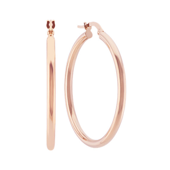 18k Layered real gold filled Round hoop earrings rose gold #9