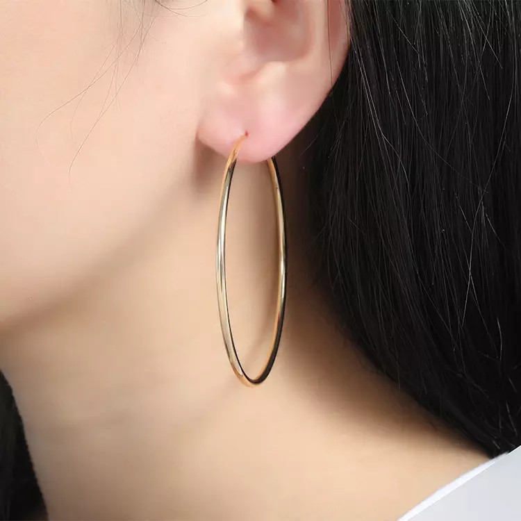 18k Layered real gold filled endless hoop earrings #18