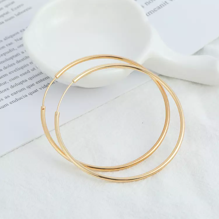 18k Layered real gold filled endless hoop earrings #18