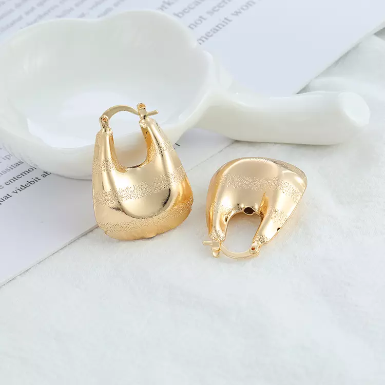 18k Layered Real Gold Filled bamboo hoop earrings #1