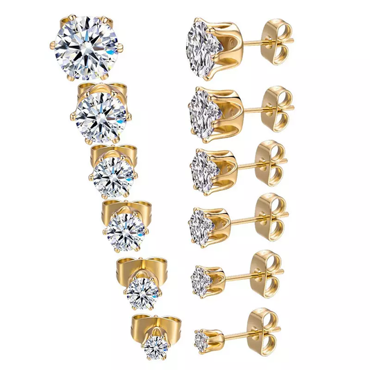 18k Layered Real Gold Filled cz stud earrings