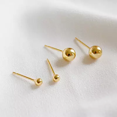 18k Layered Real Gold Filled ball earrings