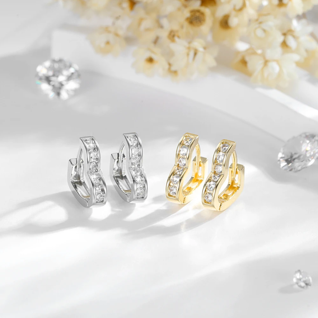 14k Layered Real Gold Plated heart shape huggies earrings #12