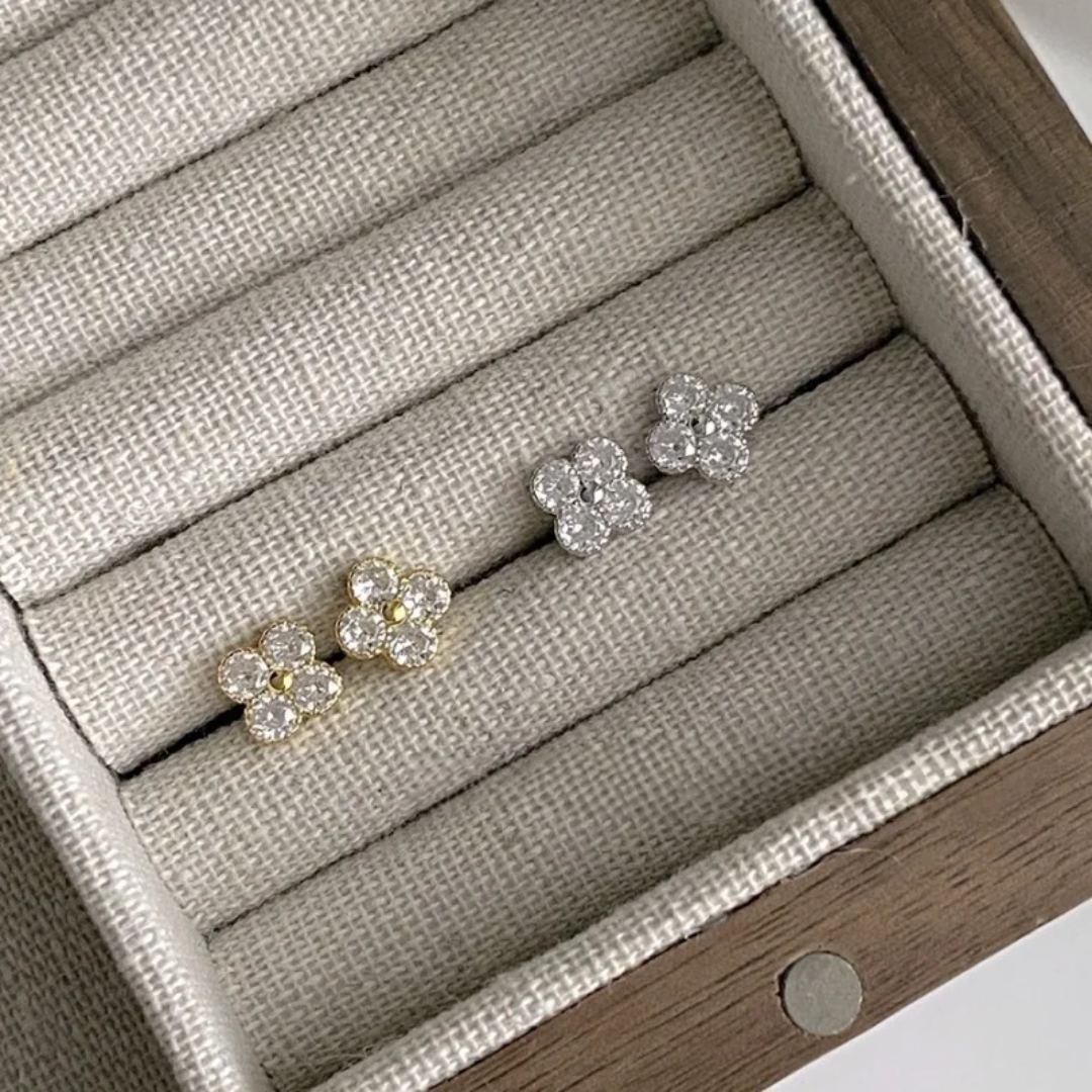 14k Layered Real Gold Plated clover design earrings #26