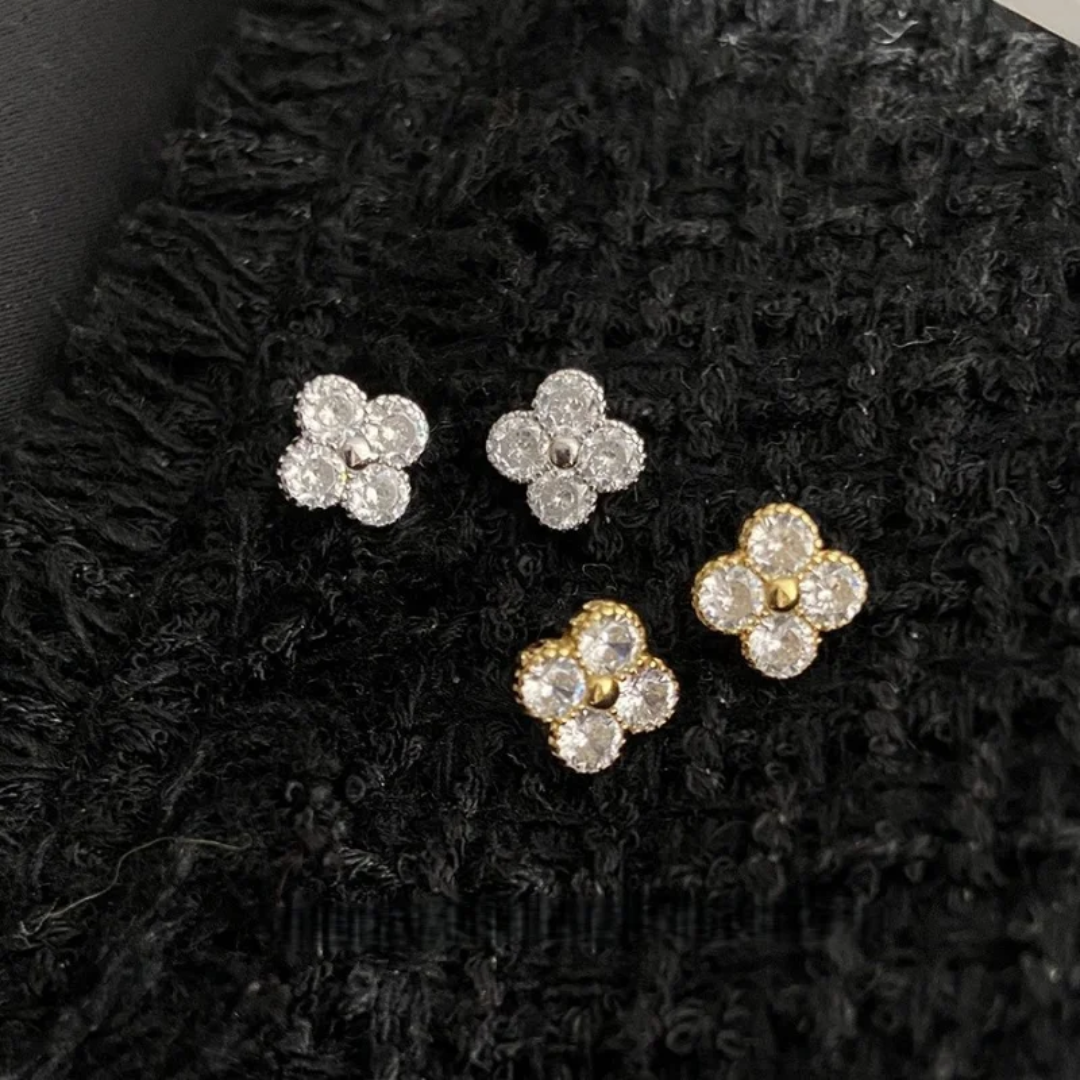 14k Layered Real Gold Plated clover design earrings #26