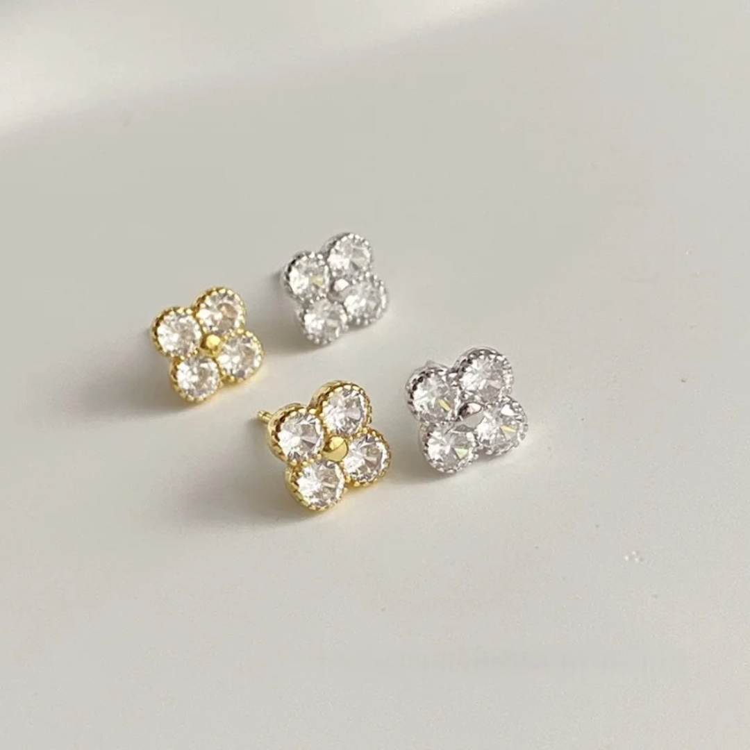 14k Layered Real Gold Plated clover design earrings #26