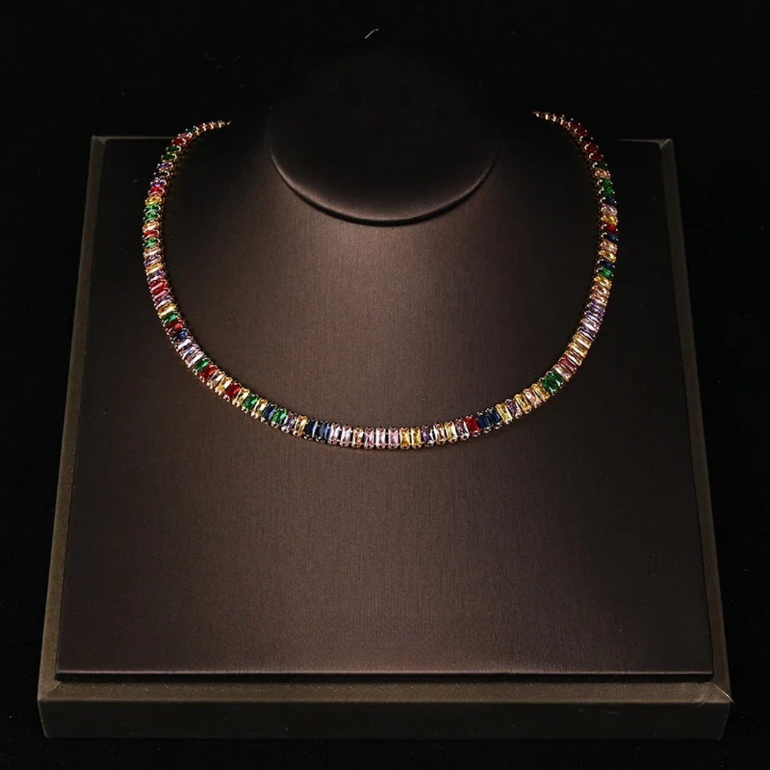 18k Layered Real Gold Filled baguette tennis Set rainbow colors #160