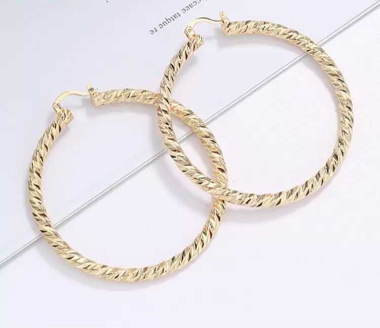 18k Layered real gold filled Round hoop earrings #14