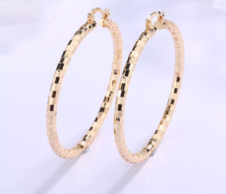 18k Layered real gold filled Round hoop earrings #15