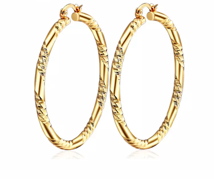 18k Layered real gold filled Round hoop earrings #23