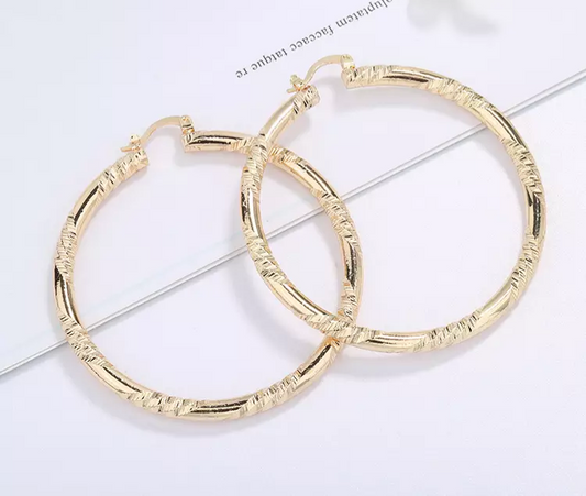 18k Layered real gold filled Round hoop earrings #23