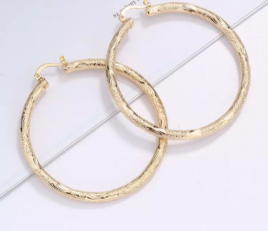 18k Layered real gold filled Round hoop earrings #13