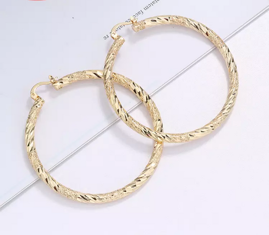 18k Layered real gold filled Round hoop earrings #28