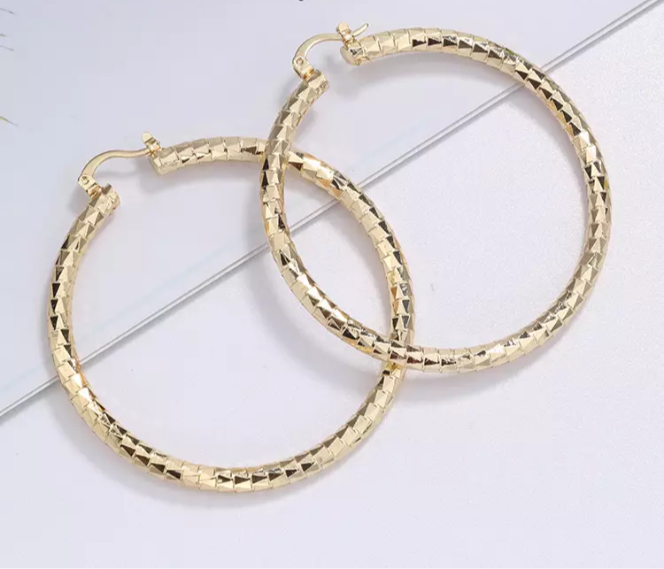 18k Layered real gold filled Round hoop earrings #41