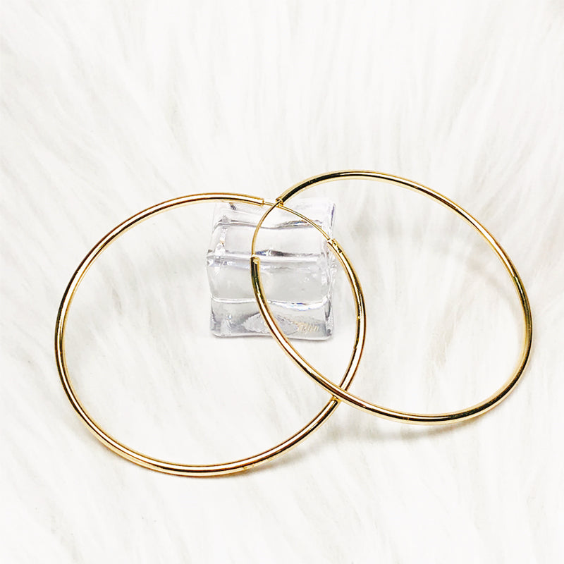 18k Layered real gold filled endless hoop earrings #18