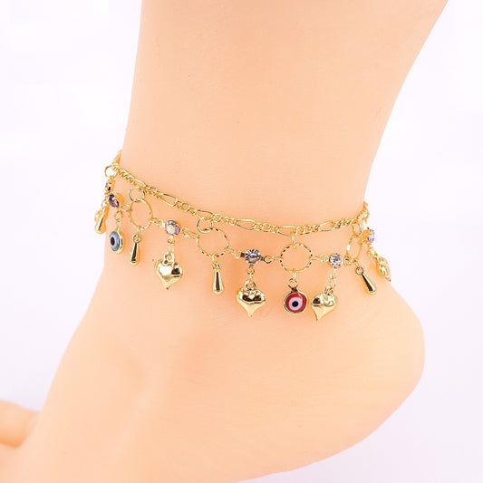 18k Layered real gold Plated color stones anklet bracelet #4