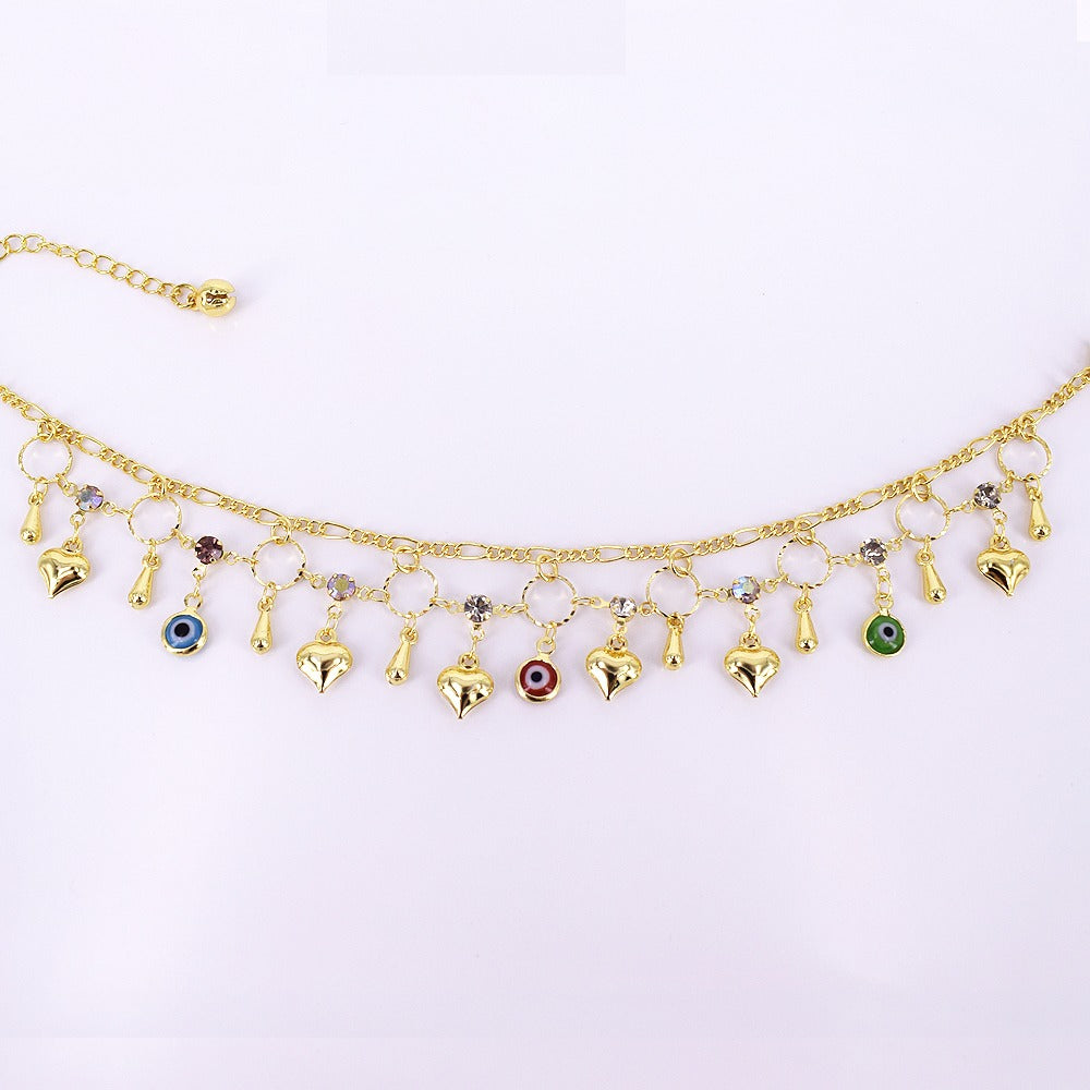 18k Layered real gold Plated color stones anklet bracelet #4