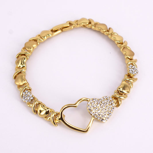 18k Layered real gold filled xo double hearts bracelet #1