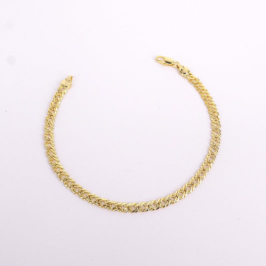 18k Layered real gold Plated double Cuban link anklet bracelet #23