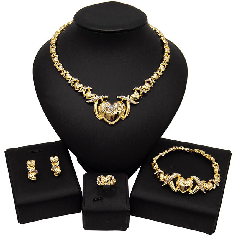 HUGS &KISSES xo hearts set gold Plated #29