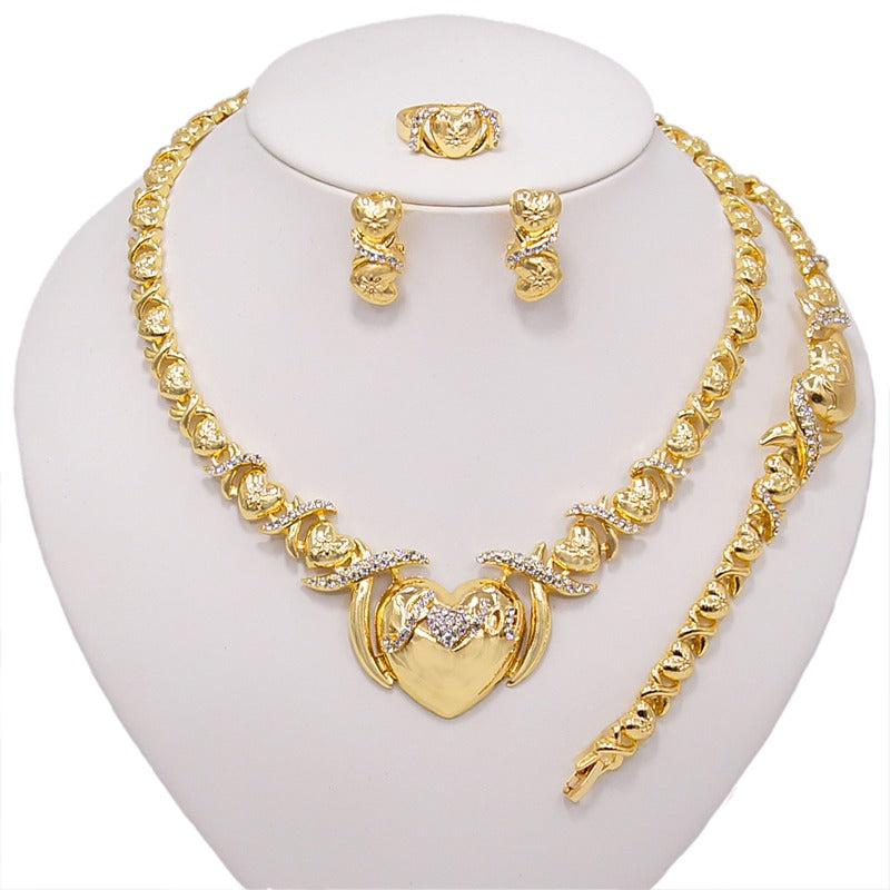 HUGS &KISSES xo hearts set gold Plated #29