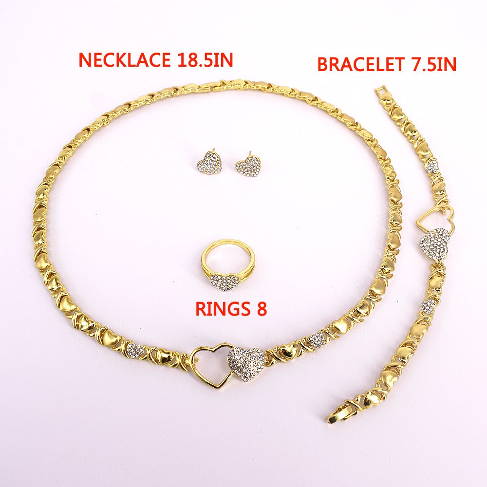 HUGS &KISSES double hearts xo set gold Plated #1