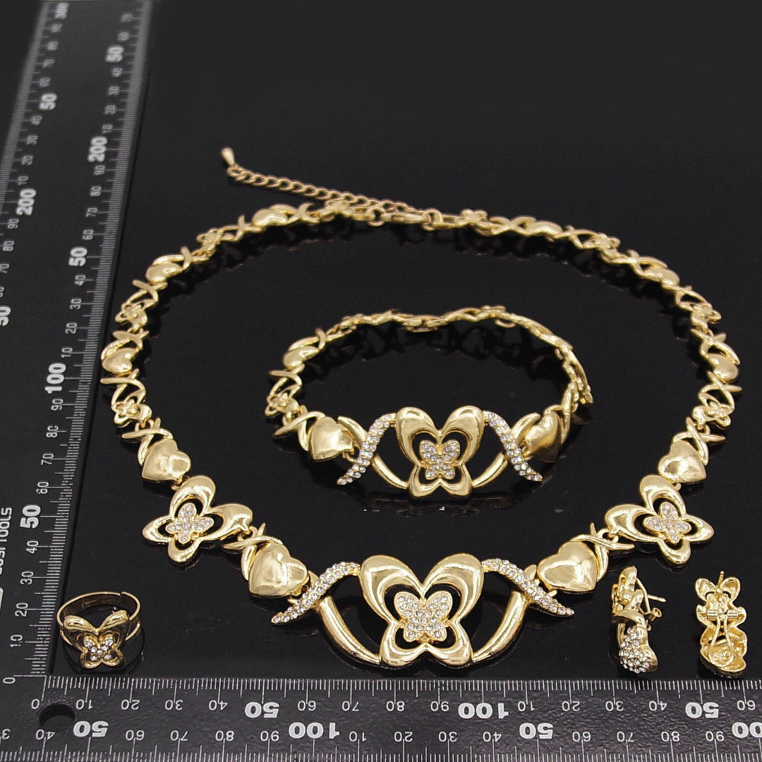 HUGS &KISSES xo set butterfly set gold Plated #42