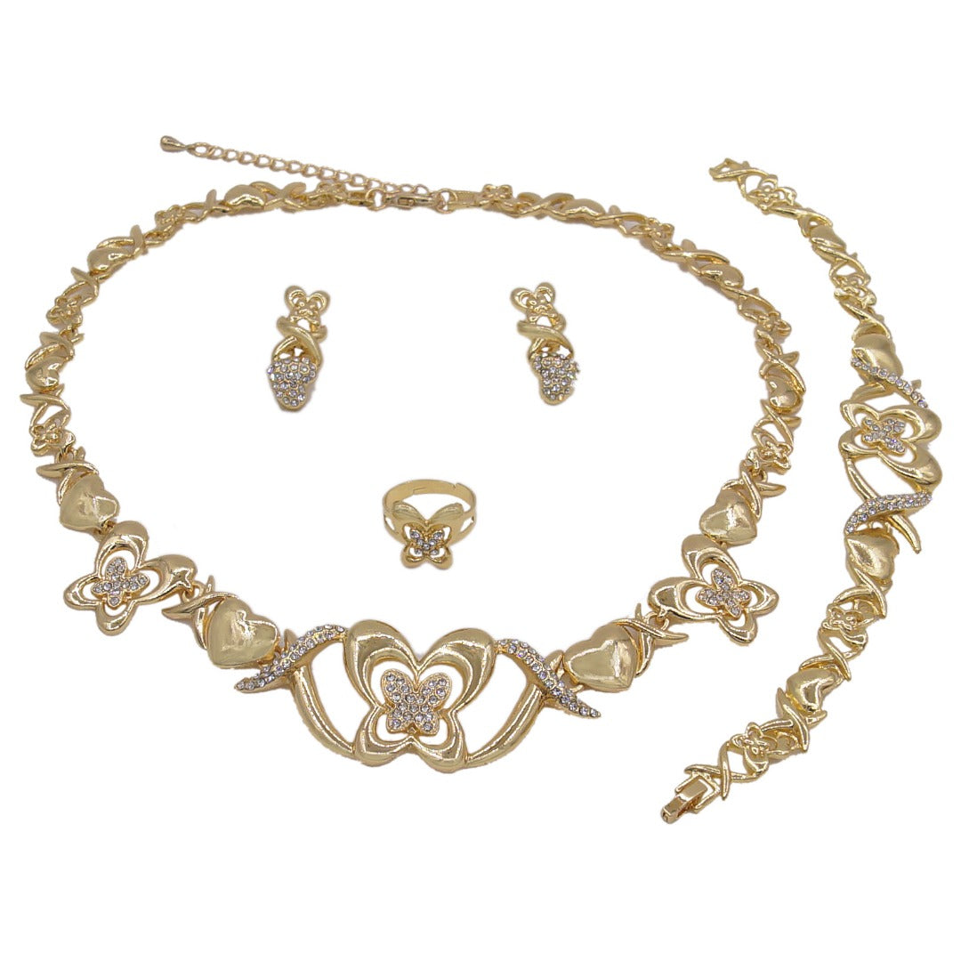 HUGS &KISSES xo set butterfly set gold Plated #42