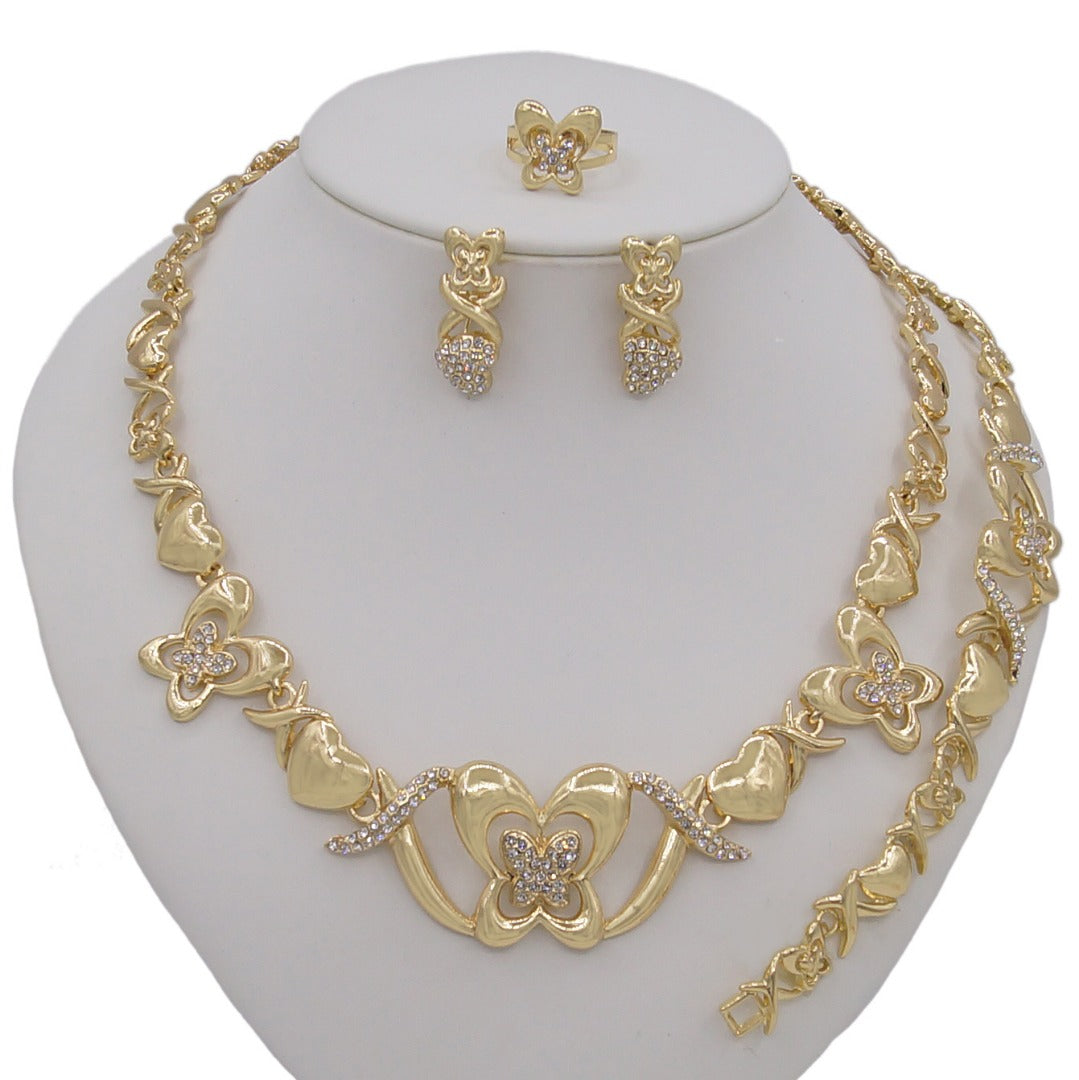 HUGS &KISSES xo set butterfly set gold Plated #42