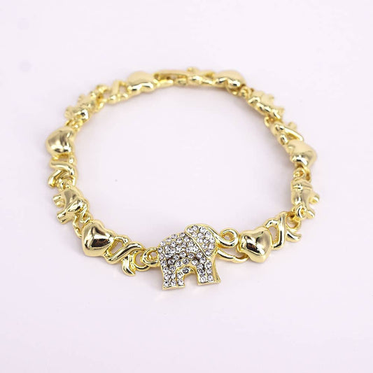 18k Layered real gold filled xo elephants bracelets 7.5 inches #5